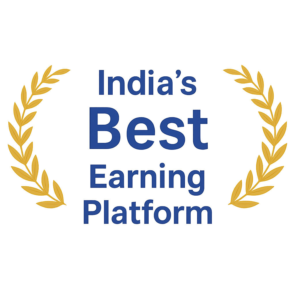 India's Best Earning Platform Badge with Golden Leaves